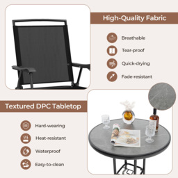 Costway 2 Seater Outdoor Bar Table and Chair Set with Umbrella Hole and Footrest - Black - Wilko - thumbnail 7