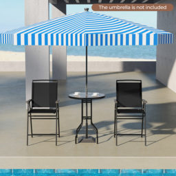 Costway 2 Seater Outdoor Bar Table and Chair Set with Umbrella Hole and Footrest - Black - Wilko - thumbnail 4