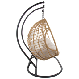 Charles Bentley Natural Double Swing Egg Chair with Cushions - Size: 2 Seater - Brown - Wilko - thumbnail 5