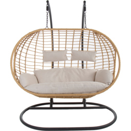 Charles Bentley Natural Double Swing Egg Chair with Cushions - Size: 2 Seater - Brown - Wilko - thumbnail 4