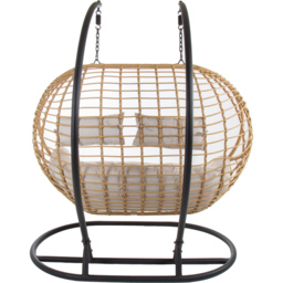 Charles Bentley Natural Double Swing Egg Chair with Cushions - Size: 2 Seater - Brown - Wilko - thumbnail 6