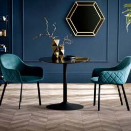 Julian Bowen Nero Lima 2 Seater Velvet Dining Set Black and Teal - Wilko
