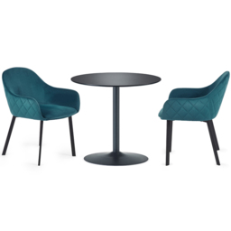 Julian Bowen Nero Lima 2 Seater Velvet Dining Set Black and Teal - Wilko - thumbnail 3