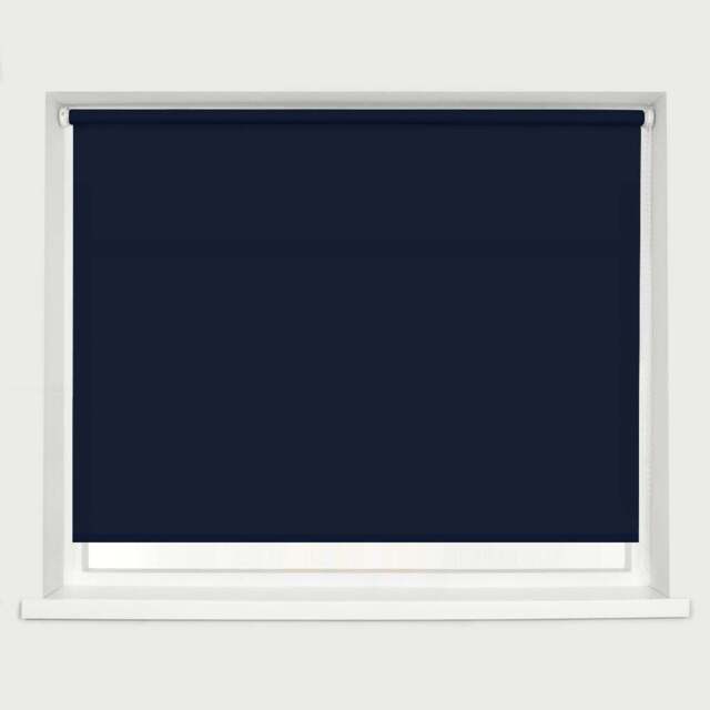 Caecus Straight Edge Roller Blind Navy 90cm - Blue - Wilko - image 1