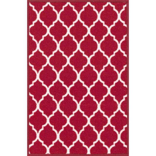 Desire Rugs Havana Red Trellis Anti Slip Door Mat 80 x 50cm - Size: 50 x 80cm - Wilko - image 1