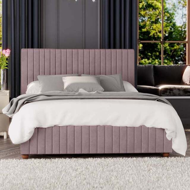 Laurence Llewelyn-Bowen Estella Double Blush Plush Velvet Ottoman Bed - Pink - Wilko - image 1