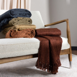 Hoem Morni Hazel Woven Tasselled Throw 130 x 180cm - Size: 180 x 130cm - Brown - Wilko - thumbnail 5