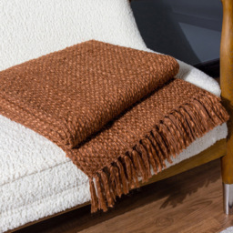 Hoem Morni Hazel Woven Tasselled Throw 130 x 180cm - Size: 180 x 130cm - Brown - Wilko - thumbnail 3