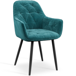 Furniture Online Anika Set of 2 Blue Velvet Padded Seat Dining Chair - Wilko - thumbnail 3