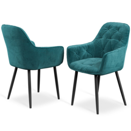 Furniture Online Anika Set of 2 Blue Velvet Padded Seat Dining Chair - Wilko - thumbnail 6
