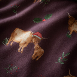 Christmas Highland Cows Duvet Set Burgundy and Green Superking - Size: Super King - Wilko - thumbnail 4