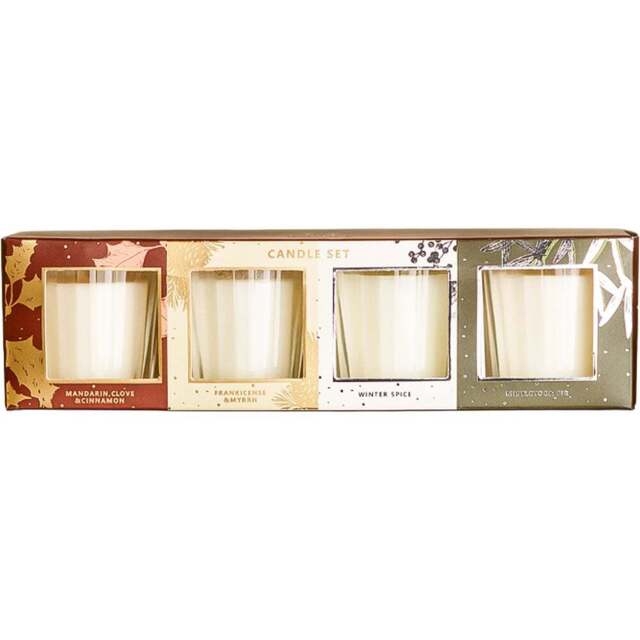 Marco Paul 4 Piece Scented Candle Jars Christmas Gift Set - Size: 20 x 20 x 10cm - White - Wilko - image 1