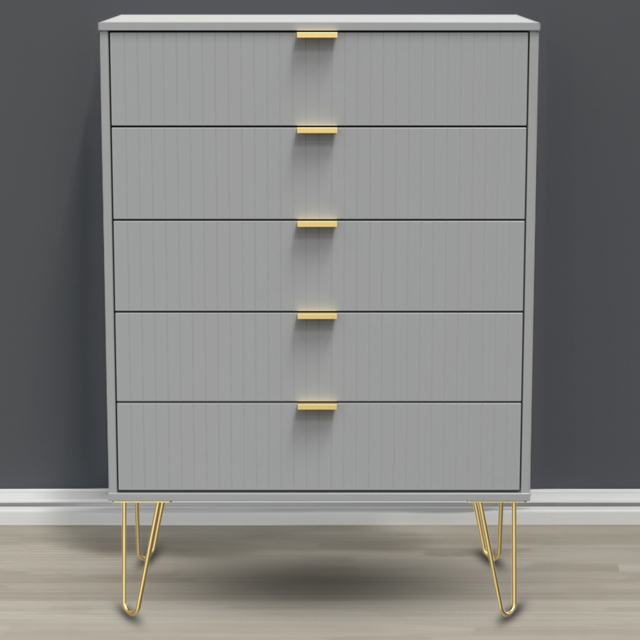 Crowndale 5 Drawer Dusk Grey Wide Chest of Drawers Ready Assembled - Wilko - image 1