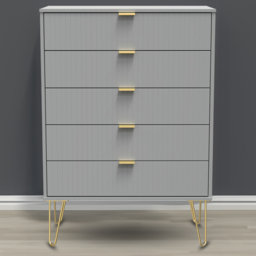 Crowndale 5 Drawer Dusk Grey Wide Chest of Drawers Ready Assembled - Wilko - thumbnail 1