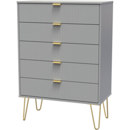 Crowndale 5 Drawer Dusk Grey Wide Chest of Drawers Ready Assembled - Wilko - thumbnail 3