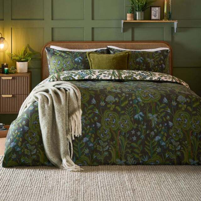 Furn Double Garden of Wonder Reversible Duvet Set - Green - Wilko - image 1