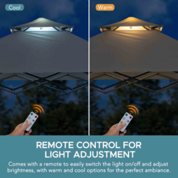 Sunjoy 2.56 x 1.6m Grey Double Tier Canopy Adjustable Gazebo with Magnetic LED Light - Size: 278 x 160 x 256cm - Wilko - thumbnail 6