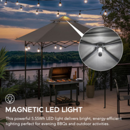 Sunjoy 2.56 x 1.6m Grey Double Tier Canopy Adjustable Gazebo with Magnetic LED Light - Size: 278 x 160 x 256cm - Wilko - thumbnail 3
