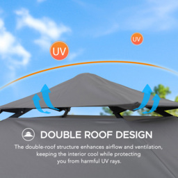 Sunjoy 2.56 x 1.6m Grey Double Tier Canopy Adjustable Gazebo with Magnetic LED Light - Size: 278 x 160 x 256cm - Wilko - thumbnail 4