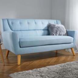 Lambeth 3 Seater Duck Egg Blue Fabric Large Sofa - Birlea - Wilko - thumbnail 1