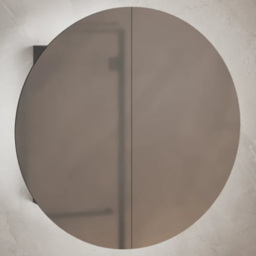 vidaXL 2 Door Round Mirror Grey Bathroom Cabinet - Size: 40 x 40 x 17.5cm - Wilko - thumbnail 1
