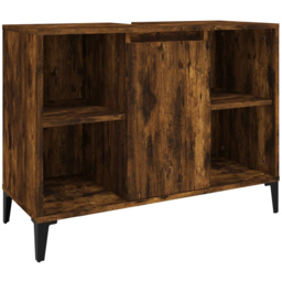 vidaXL Single Door 4 Shelf Smoked Oak Freestanding Under Sink Bathroom Cabinet - Size: 60 x 80 x 33cm - Brown - Wilko - thumbnail 3