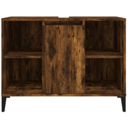 vidaXL Single Door 4 Shelf Smoked Oak Freestanding Under Sink Bathroom Cabinet - Size: 60 x 80 x 33cm - Brown - Wilko - thumbnail 6