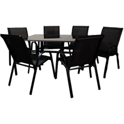 Samuel Alexander 6 Seater Rectangular Outdoor Dining Set Black - Wilko - thumbnail 3