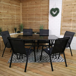 Samuel Alexander 6 Seater Rectangular Outdoor Dining Set Black - Wilko