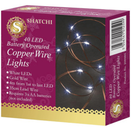 Shatchi 40 Cool White LED Gold Copper Wire Christmas String Light 4m - Size: 6 x 1.5 x 2cm - Wilko - thumbnail 3