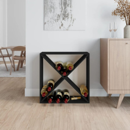 vidaXL 4 Shelf Black Freestanding Wine Cabinet - Size: 62 x 62 x 25cm - Wilko - thumbnail 6