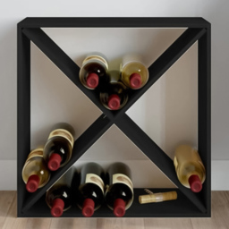vidaXL 4 Shelf Black Freestanding Wine Cabinet - Size: 62 x 62 x 25cm - Wilko