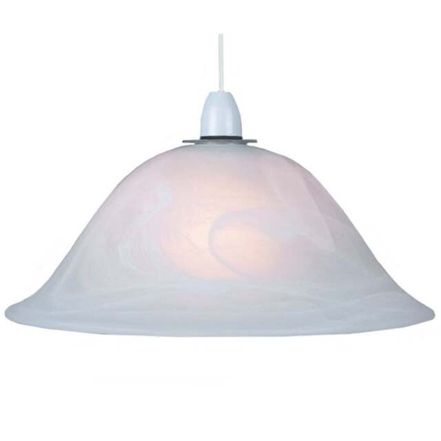 Happy Homewares White Alabaster Glass Easy Fit Pendant Shade - Size: 16 x 34 x 34cm - Wilko - image 1