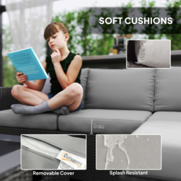 Outsunny 4 Seater Grey Rattan Sofa Set with Footstool - Wilko - thumbnail 5