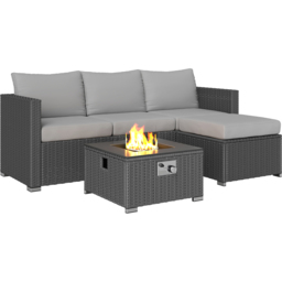 Outsunny 4 Seater Grey Rattan Sofa Set with Footstool - Wilko - thumbnail 3