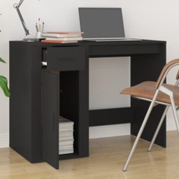 vidaXL Single Door Single Drawer Computer Desk Black - Size: 75 x 100 x 49cm - Wilko - thumbnail 1