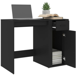 vidaXL Single Door Single Drawer Computer Desk Black - Size: 75 x 100 x 49cm - Wilko - thumbnail 5