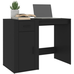 vidaXL Single Door Single Drawer Computer Desk Black - Size: 75 x 100 x 49cm - Wilko - thumbnail 4