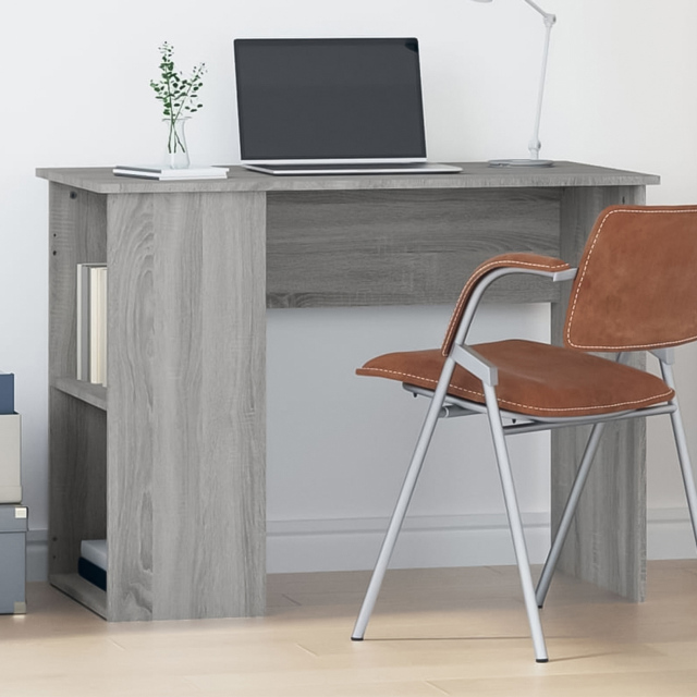 vidaXL 2 Shelf Computer Desk Grey - Size: 75 x 100 x 55cm - Wilko - image 1