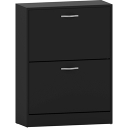 Vida Black 2-Drawer Shoe Cabinet Rack - Size: 24cm x 60 x 80cm - Wilko - thumbnail 3