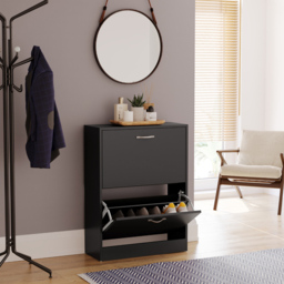 Vida Black 2-Drawer Shoe Cabinet Rack - Size: 24cm x 60 x 80cm - Wilko - thumbnail 5