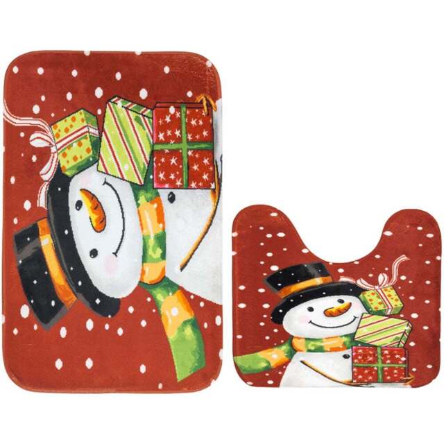 Noel Square Red Snowman Gifts Xmas Bath Set 2 Piece - Size: 50 x 80 x 1cm - Wilko - image 1