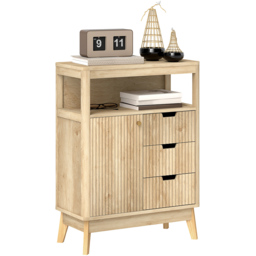 HOMCOM 2 Tier Natural Wood Sideboard Storage Cabinet - Size: 26 x 38 x 77cm - Yellow - Wilko - thumbnail 3