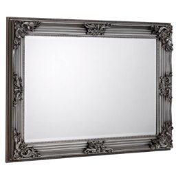 Julian Bowen Rococo Pewter Wall Hanging Mirror - Size: 110 x 80cm - Silver - Wilko