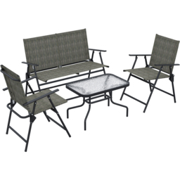 Outsunny 4 Seater Mixed Brown Mesh Fabric Lounge Set with Table - Wilko - thumbnail 3