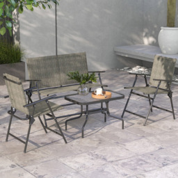 Outsunny 4 Seater Mixed Brown Mesh Fabric Lounge Set with Table - Wilko