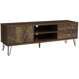 Interiors by Premier Flori Single Door 2 Drawer 2 Shelf Veneer Media Unit - Size: 150 x 39 x 51cm - Brown - Wilko - thumbnail 3