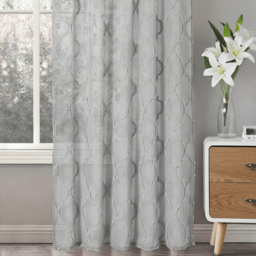 Velosso Tufted Grey Mariella Sheer Voile Panel Curtain 150 x 183cm - Size: W 150 x D 183cm - Wilko - thumbnail 4