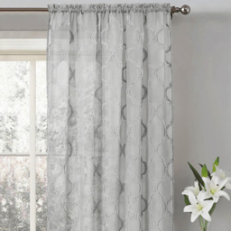 Velosso Tufted Grey Mariella Sheer Voile Panel Curtain 150 x 183cm - Size: W 150 x D 183cm - Wilko - thumbnail 3