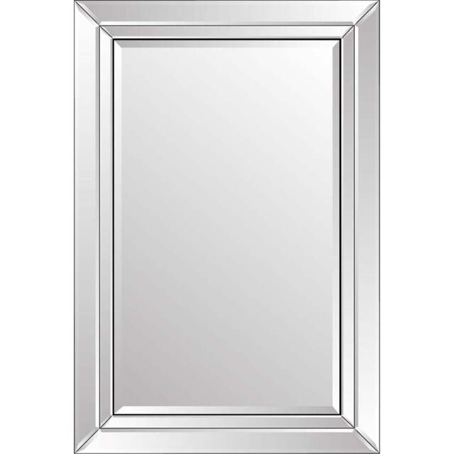 Double Edge Cranbury All Glass Wall Mirror 90 x 60cm - Black - MirrorOutlet - Wilko - image 1